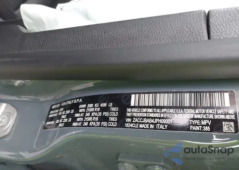 2018 Jeep Renegade Sport from USA, damaged, VIN ZACCJBAB4JPH09001
